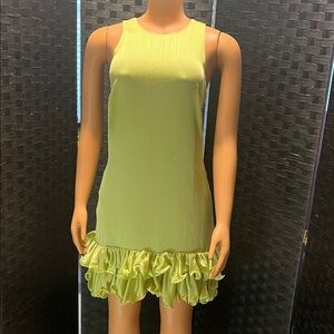 Trina Turk Lime Sleeveless Dress with Ruffle Hem